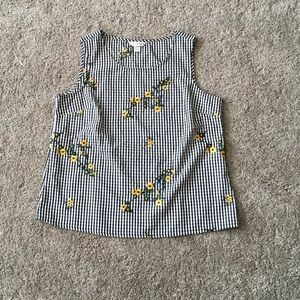 Plaid embroidered tank